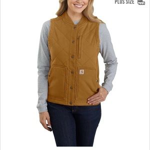 WOMEN'S RUGGED FLEX® RELAXED FIT CANVAS INSULATED RIB COLLAR VEST